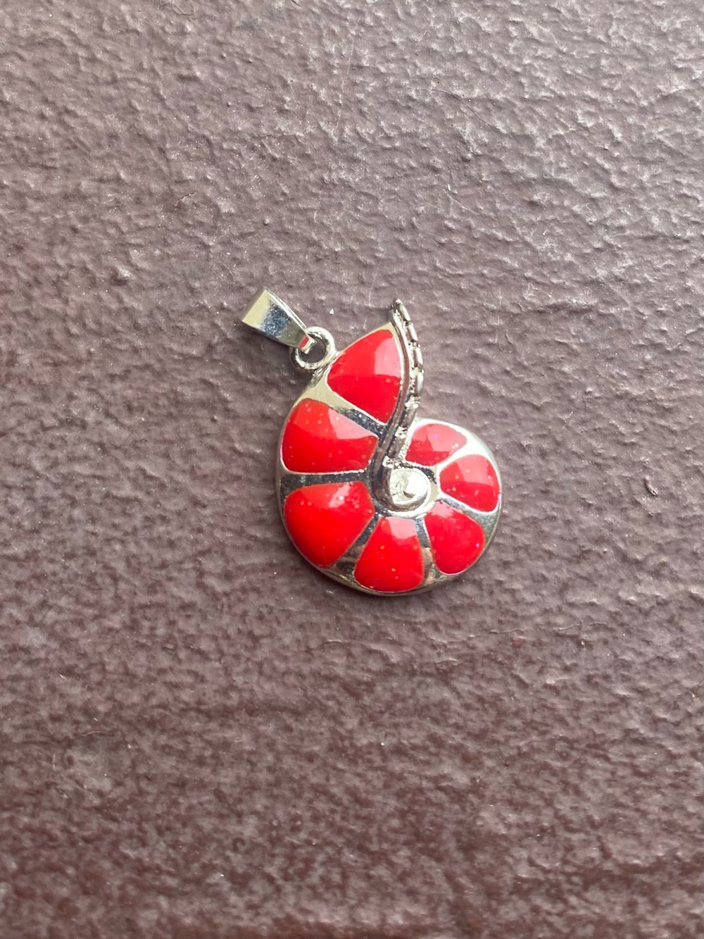 Red Fire Lab-Created Opal Spiral Snail Shell Charm Pendant